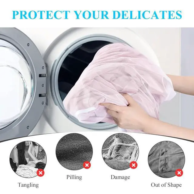 Alt view image 7 of 7 - 20x24 Inch Laundry Bags Mesh Wash Bags 2 Pack Delicates Bag Lingerie Socks Sweater Washing Machine Mesh Laundry Bags for Travel Camping Don't Drying, Melting 140-176, White