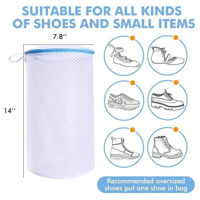 Alt view image 2 of 7 - 2 Pack Shoes Wash Bags,Shoe Washing Machine Bag,shoe laundry bag for washing machineHoneycomb Mesh Laundry Bags with Zipper for Sneakers,Running Shoes,Sock,Bras,Delicates and Toys14 in x 7.8 in