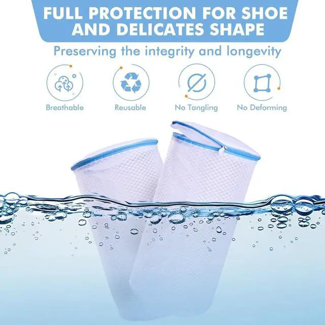 Alt view image 4 of 7 - 2 Pack Shoes Wash Bags,Shoe Washing Machine Bag,shoe laundry bag for washing machineHoneycomb Mesh Laundry Bags with Zipper for Sneakers,Running Shoes,Sock,Bras,Delicates and Toys14 in x 7.8 in