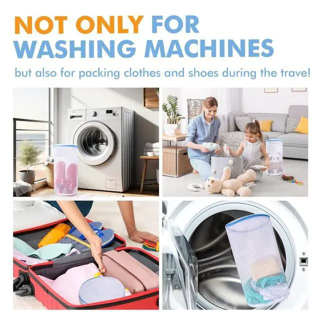 Alt view image 6 of 7 - 2 Pack Shoes Wash Bags,Shoe Washing Machine Bag,shoe laundry bag for washing machineHoneycomb Mesh Laundry Bags with Zipper for Sneakers,Running Shoes,Sock,Bras,Delicates and Toys14 in x 7.8 in