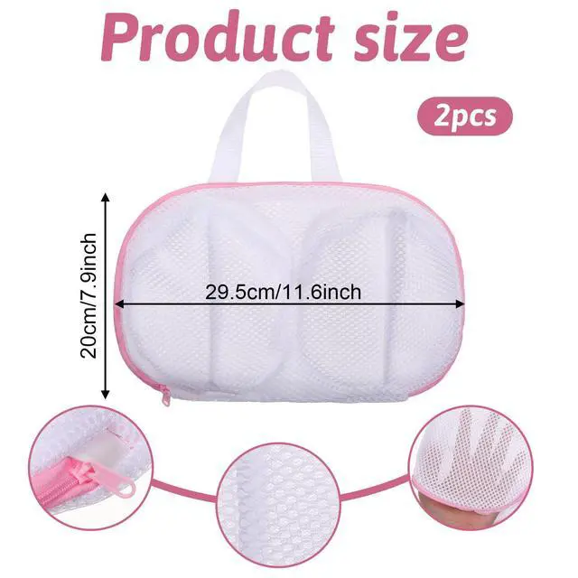 Alt view image 2 of 7 - Bra Washing Bags for Laundry, 2 Pcs Bra Laundry Bags for Washing Machine Mesh Lingerie Wash Bag with Zipper for Washing Delicates Underwear Brassiere (Pink, A Cups)