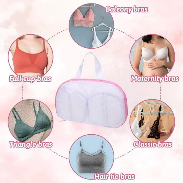 Alt view image 4 of 7 - Bra Washing Bags for Laundry, 2 Pcs Bra Laundry Bags for Washing Machine Mesh Lingerie Wash Bag with Zipper for Washing Delicates Underwear Brassiere (Pink, A Cups)