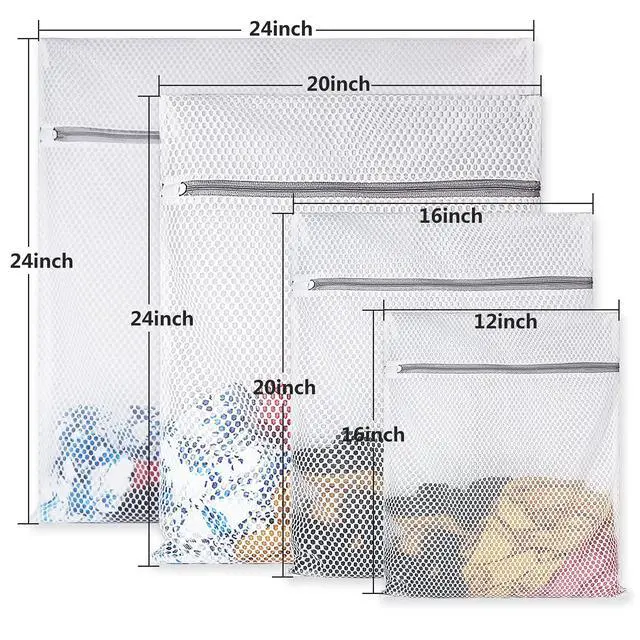Alt view image 2 of 7 - 4Pcs Durable Honeycomb Mesh Laundry Bags for Delicates Reusable Wash Bag(1XX-Large 24 x 24 Inches,1X-Large 20 x 24 Inches,1 Large 16 x 20 Inches, 1 Medium 12 x 16 Inches)