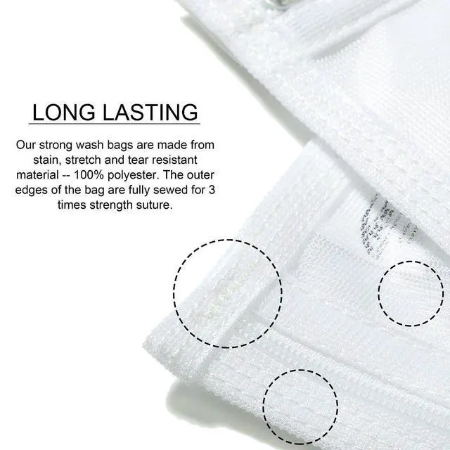Alt view image 4 of 7 - Delicates Laundry Bags, Bra Fine Mesh Wash Bag for Underwear, Lingerie, Bra, Pantyhose, Socks, Use YKK Zipper, Have Hanger Loops (White, 1 Large & 1 Medium)