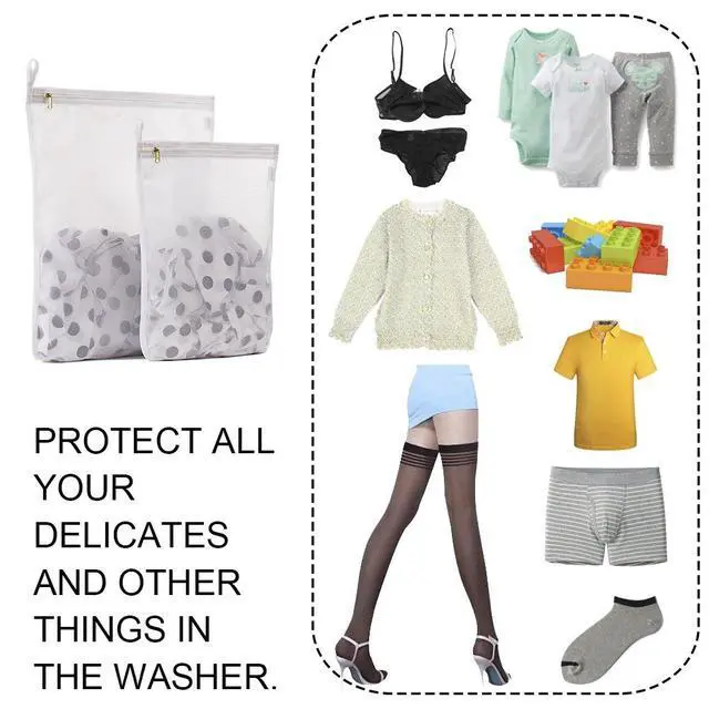 Alt view image 6 of 7 - Delicates Laundry Bags, Bra Fine Mesh Wash Bag for Underwear, Lingerie, Bra, Pantyhose, Socks, Use YKK Zipper, Have Hanger Loops (White, 1 Large & 1 Medium)