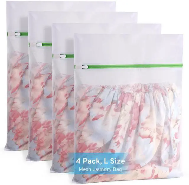 Main image of 4 Pcs Mesh Laundry Bags Set for Delicates with AUTO-Lock Zipper, Lingerie Bags for Washing Delicates, Laundry Bags Mesh Wash Bags, Delicates Laundry Bag for Jeans,Blouse,Stocking,Bra(Large,20" x 16")