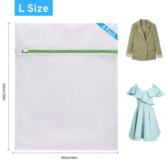 Alt view image 2 of 7 - 4 Pcs Mesh Laundry Bags Set for Delicates with AUTO-Lock Zipper, Lingerie Bags for Washing Delicates, Laundry Bags Mesh Wash Bags, Delicates Laundry Bag for Jeans,Blouse,Stocking,Bra(Large,20" x 16")