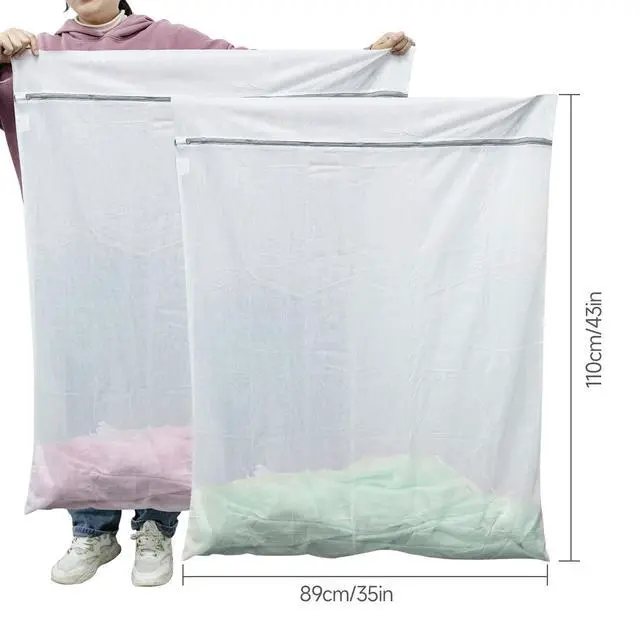 Alt view image 4 of 5 - 2 Pack Extra Large Mesh Laundry Bag 43 x 35 in XXXXL Washing Bag for Bedding, Blankets, Clothes, Pet Items, Travel & Storage Washer Protector Bag for Washing Machine