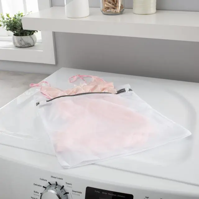 Alt view image 7 of 7 - Large Mesh Wash Bag | Laundry | Washing Machine | Zipper Closure | Prevents Pulling and Tearing | Clothes | Garments | Delicates | Socks | White