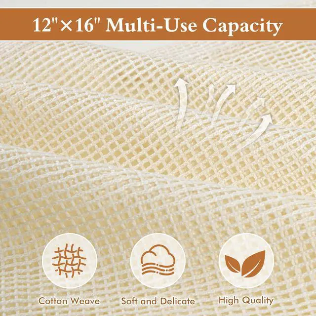 Alt view image 2 of 7 - Natural Cotton Mesh Laundry Bags 12x16" 3-Pack,Gentle Wash for Lingerie, Baby Clothes & Travel Essentials