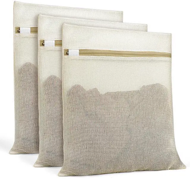 Main image of Natural Cotton Mesh Laundry Bags 12x16" 3-Pack,Gentle Wash for Lingerie, Baby Clothes & Travel Essentials
