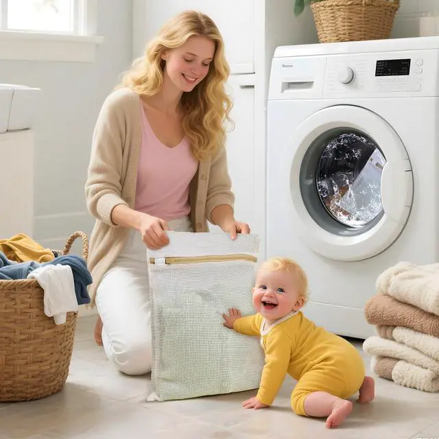 Alt view image 5 of 7 - Natural Cotton Mesh Laundry Bags 12x16" 3-Pack,Gentle Wash for Lingerie, Baby Clothes & Travel Essentials