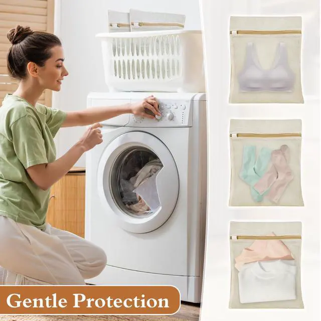Alt view image 7 of 7 - Natural Cotton Mesh Laundry Bags 12x16" 3-Pack,Gentle Wash for Lingerie, Baby Clothes & Travel Essentials