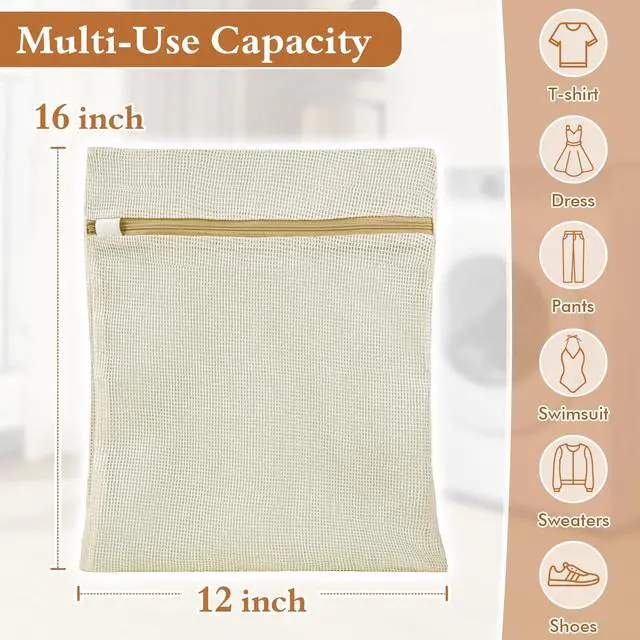 Alt view image 4 of 7 - Natural Cotton Mesh Laundry Bags 12x16" 3-Pack,Gentle Wash for Lingerie, Baby Clothes & Travel Essentials