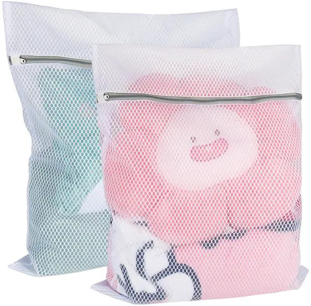 Main image of XL Large Mesh Laundry Bags, 2 Pack 20 x 24 Inches Honeycomb Mesh Wash Bags for Washing Machine, Delicates Clothes, Sweater, Coats, Stuffed Toys, Blanket (White)