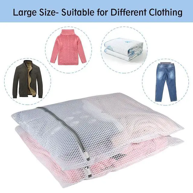 Alt view image 4 of 7 - XL Large Mesh Laundry Bags, 2 Pack 20 x 24 Inches Honeycomb Mesh Wash Bags for Washing Machine, Delicates Clothes, Sweater, Coats, Stuffed Toys, Blanket (White)