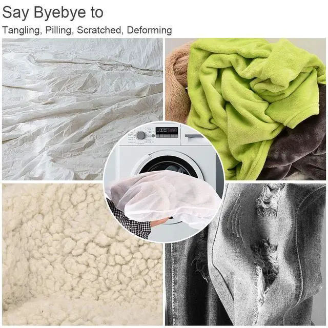 Alt view image 6 of 7 - Mesh Laundry Bag for Delicates 2 Pack Garment Wash Bag 24 x 32 inch Zippered Large Washing Machine Bags for Sweater Dirty Clothes Washer College Dorm Organizer Don't Drying, Melting 140-176