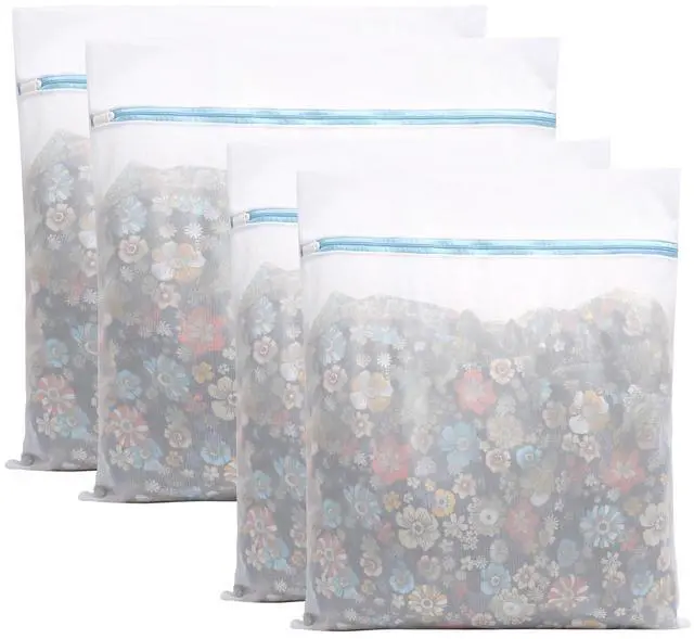 Main image of 4 Pack Large Fine Mesh Laundry Bags for Delicates, 2pcs 24" x 24" & 2pcs 20" x 24" Extra Large Washing Machine Bags with Auto-Lock Zipper, Protective Wash Bag for Bedding Garments Travel Storage