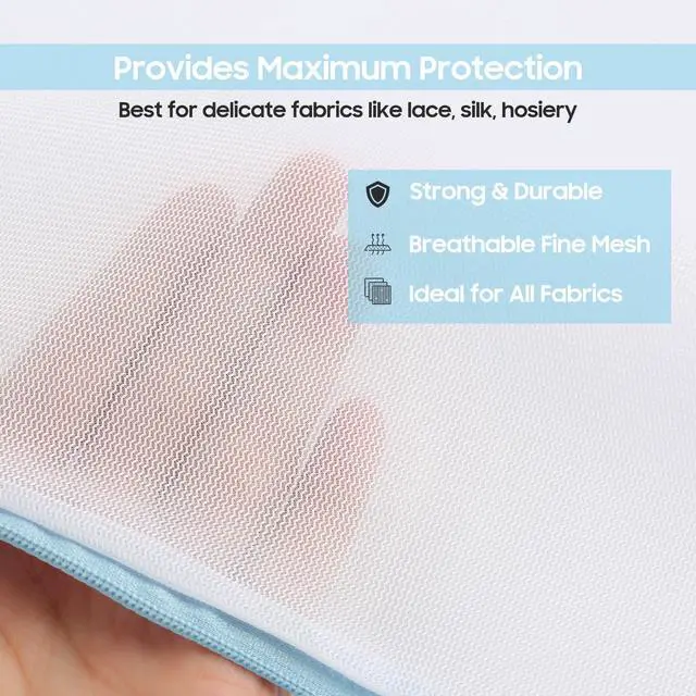 Alt view image 3 of 7 - 4 Pack Large Fine Mesh Laundry Bags for Delicates, 2pcs 24" x 24" & 2pcs 20" x 24" Extra Large Washing Machine Bags with Auto-Lock Zipper, Protective Wash Bag for Bedding Garments Travel Storage