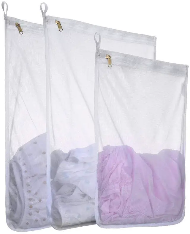 Main image of Fine Mesh Laundry Bags for Delicates, 3 Pack (2L+1M) Reusable Wash Bags with Sturdy Zippers, Durable Net Washing Bags for Lingerie, Bra, Sock, Underwear, Baby Clothes, Travel Organizer