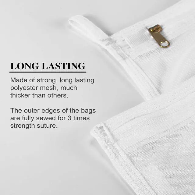 Alt view image 4 of 7 - Fine Mesh Laundry Bags for Delicates, 3 Pack (2L+1M) Reusable Wash Bags with Sturdy Zippers, Durable Net Washing Bags for Lingerie, Bra, Sock, Underwear, Baby Clothes, Travel Organizer