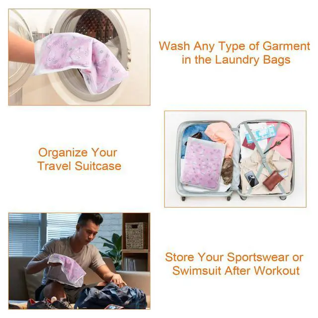 Alt view image 7 of 7 - Fine Mesh Laundry Bags for Delicates, 3 Pack (2L+1M) Reusable Wash Bags with Sturdy Zippers, Durable Net Washing Bags for Lingerie, Bra, Sock, Underwear, Baby Clothes, Travel Organizer
