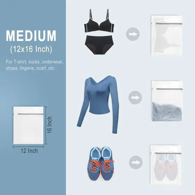 Alt view image 6 of 6 - 3Pcs Durable Diamond Mesh Laundry Bags for Delicates 12 x 16 Inches