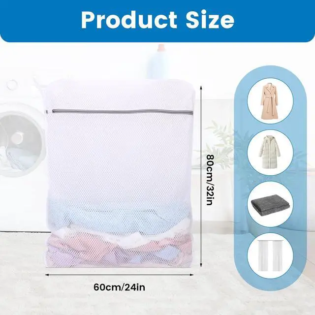 Alt view image 2 of 7 - 2 Pack XX-Large Mesh Laundry Bags for Delicates, 24 x 32 Inches Reusable Laundry Bag Durable Wash Bags for Washing Machine for College, Family, Travel, Storage