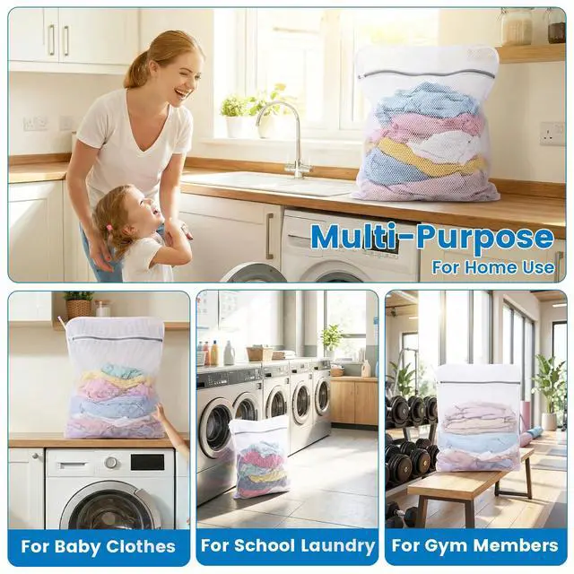Alt view image 4 of 7 - 2 Pack XX-Large Mesh Laundry Bags for Delicates, 24 x 32 Inches Reusable Laundry Bag Durable Wash Bags for Washing Machine for College, Family, Travel, Storage