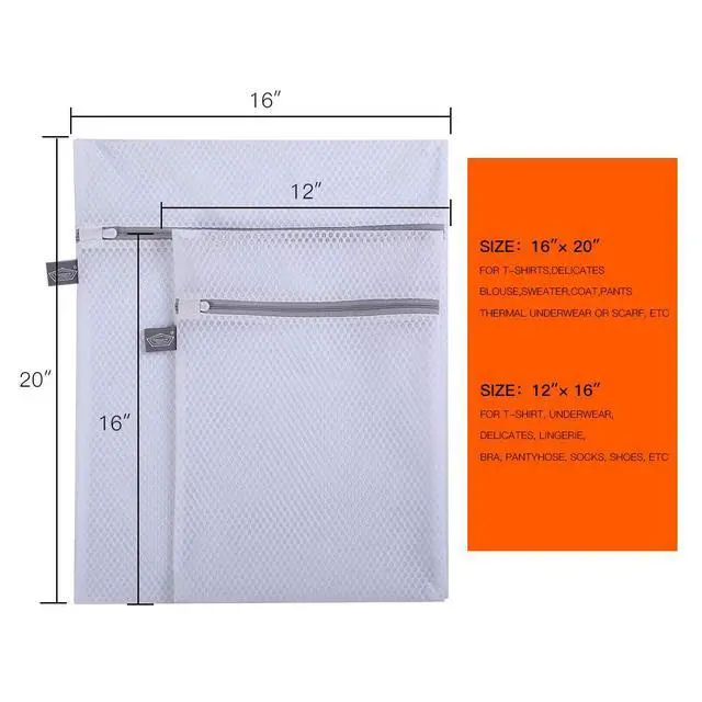 Alt view image 4 of 7 - Mesh Laundry Bags for Delicates, Grey Zipper Wash Bag, 1L+1M
