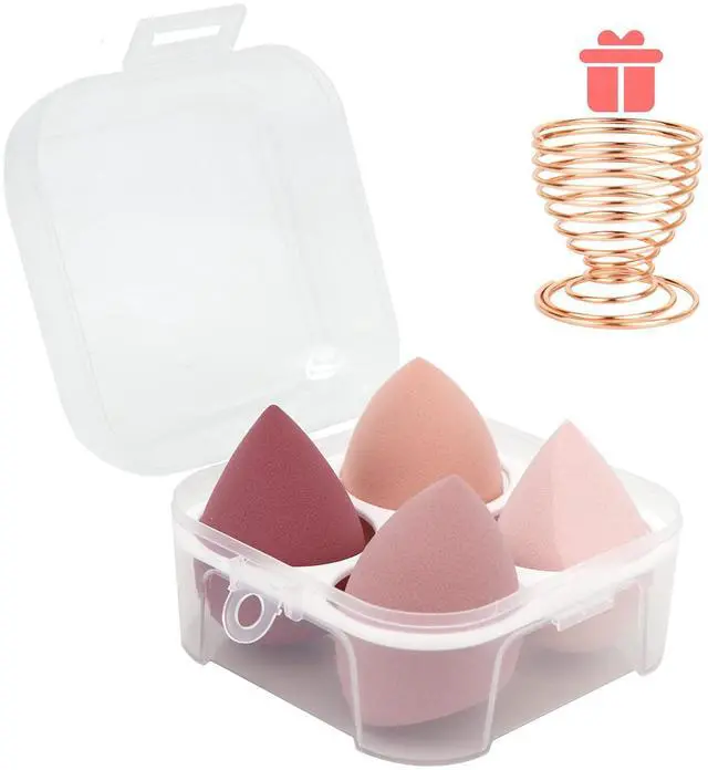 Main image of Makeup Sponges Set - Beauty sponges Blending Blenders with 1 Holder and Egg Case, Flawless for Cream, Powder and Liquid (Pink, 4Pcs+1Holder+ case)
