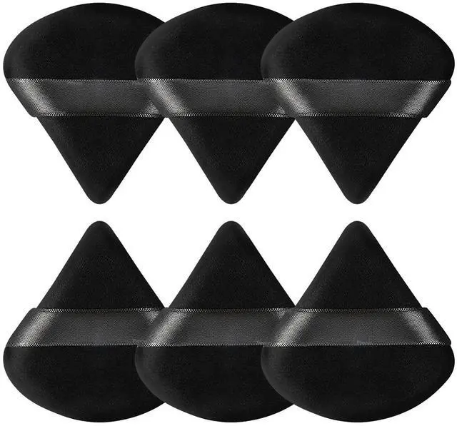 Main image of 6 Pcs Powder Puff, Face Soft Triangle Makeup Puff Velour Makeup Sponge for Loose Powder (Black)