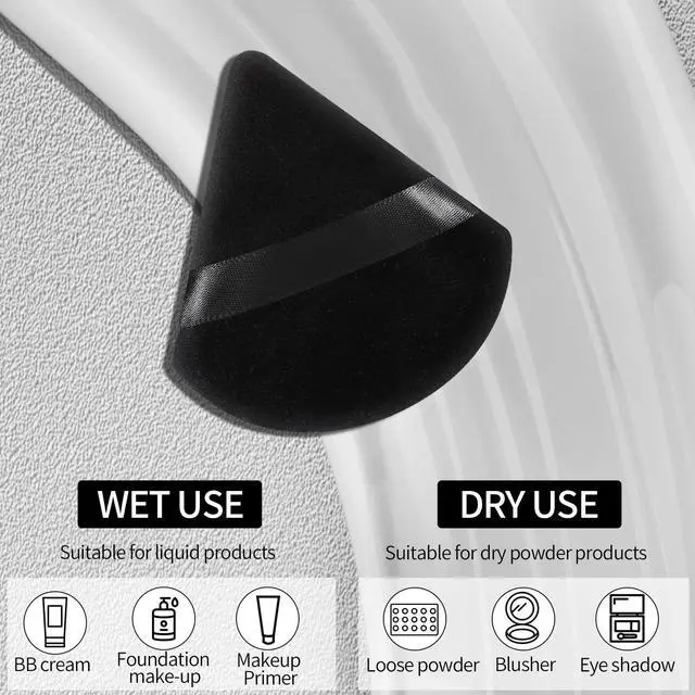 Alt view image 3 of 6 - 6 Pcs Powder Puff, Face Soft Triangle Makeup Puff Velour Makeup Sponge for Loose Powder (Black)