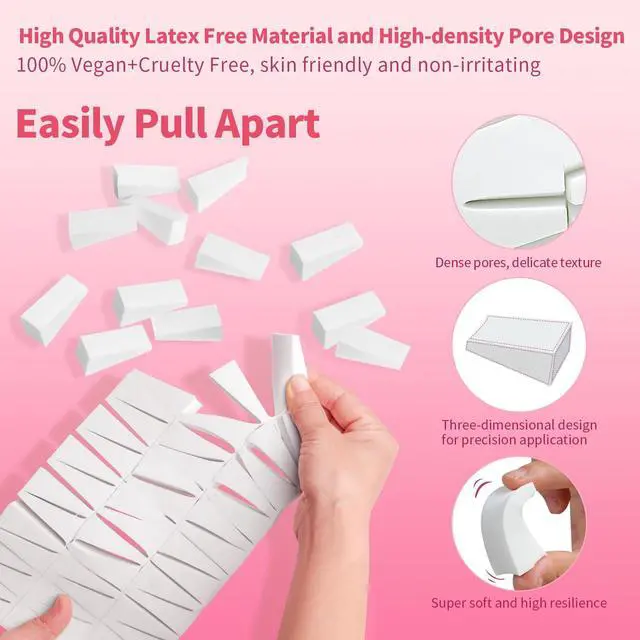 Alt view image 2 of 6 - 108 Pcs New Makeup Sponges Wedges for Face Foundation, Latex-Free Triangle Cosmetic Make Up Sponge for Flawless Application and Blending, Beauty Blender for All Skin Types with Two Pouches