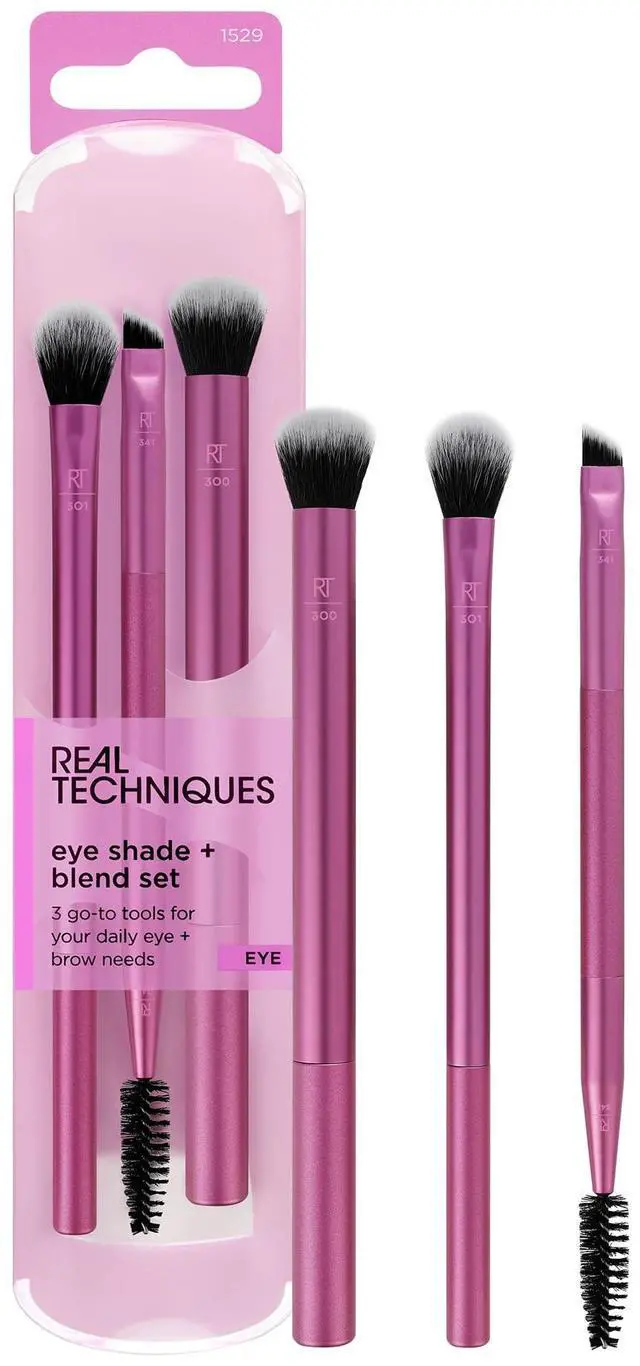 Main image of Eye Shade & Blend Makeup Brush Trio, For Eyeshadow & Liner, Makeup Tools for Shaping & Grooming Brows, Defined Makeup Look, Synthetic Bristles, Vegan & Cruelty-Free, 3 Count