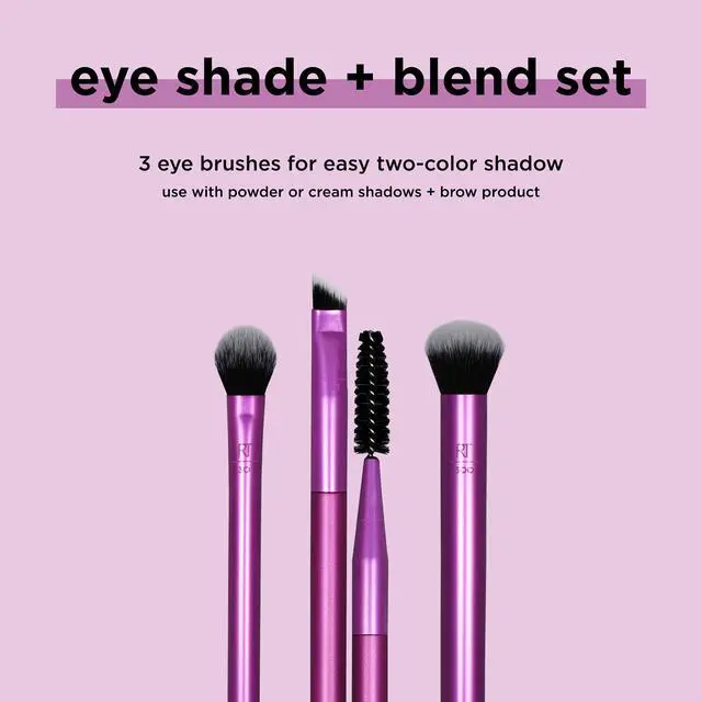 Alt view image 2 of 3 - Eye Shade & Blend Makeup Brush Trio, For Eyeshadow & Liner, Makeup Tools for Shaping & Grooming Brows, Defined Makeup Look, Synthetic Bristles, Vegan & Cruelty-Free, 3 Count