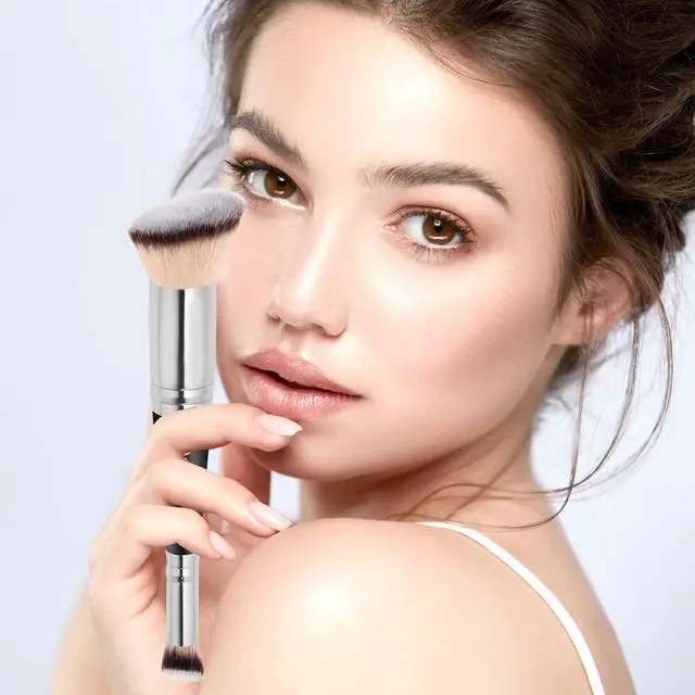 Alt view image 2 of 6 - Makeup Brushes Dual-ended Foundation Brush Concealer Brush Perfect for Any Look Premium Luxe Hair Rounded Taperd Flawless Brush Ideal for Liquid, Cream, Powder,Blending,Concealer(Angled)