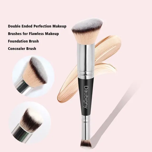 Alt view image 4 of 6 - Makeup Brushes Dual-ended Foundation Brush Concealer Brush Perfect for Any Look Premium Luxe Hair Rounded Taperd Flawless Brush Ideal for Liquid, Cream, Powder,Blending,Concealer(Angled)