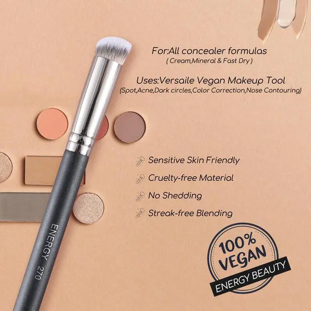 Alt view image 3 of 7 - Concealer Brush Under Eye Mini Angled Flat Top Kabuki Nose Contour Brush for Concealing Blending Setting Buffing with Powder Liquid Cream Cosmetic Pro Small Makeup Foundation brushes 270