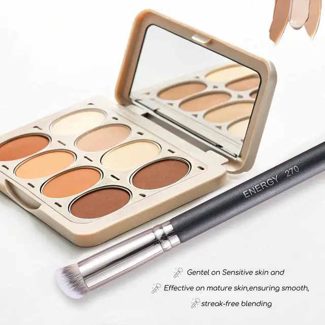 Alt view image 5 of 7 - Concealer Brush Under Eye Mini Angled Flat Top Kabuki Nose Contour Brush for Concealing Blending Setting Buffing with Powder Liquid Cream Cosmetic Pro Small Makeup Foundation brushes 270