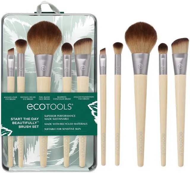 Main image of 6 Piece Start the Day Beautifully Makeup Brush Set, Makeup Brushes for Eyeshadow, Blush, Concealer, & Foundation Application, Gift Set, Synthetic Hair, Vegan & Cruelty-Free
