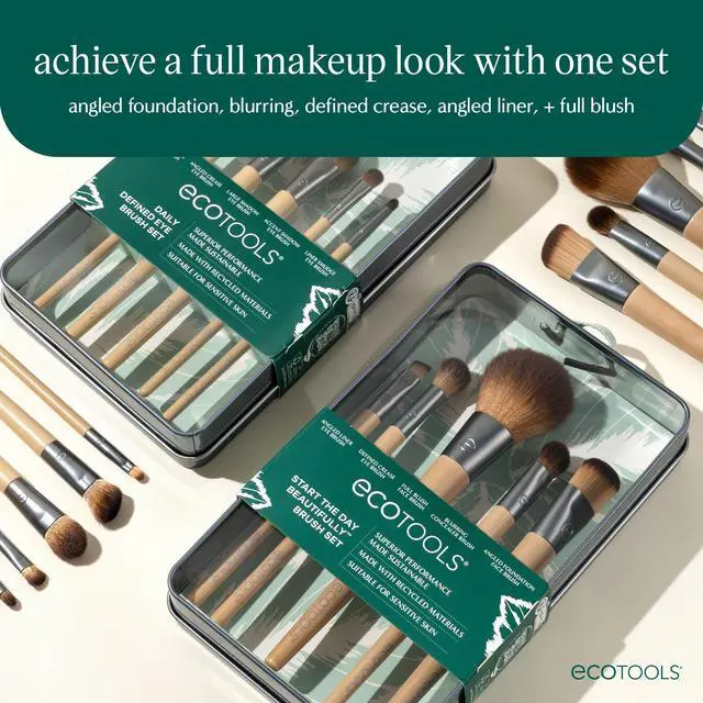 Alt view image 3 of 6 - 6 Piece Start the Day Beautifully Makeup Brush Set, Makeup Brushes for Eyeshadow, Blush, Concealer, & Foundation Application, Gift Set, Synthetic Hair, Vegan & Cruelty-Free