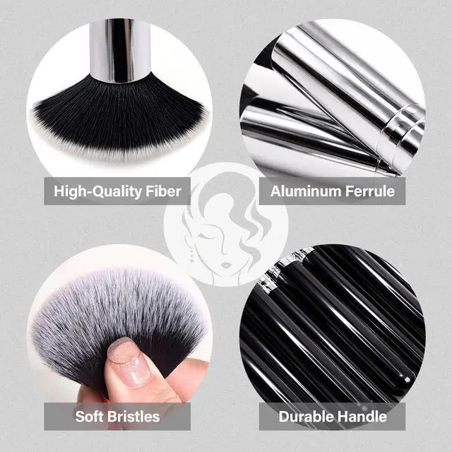 Alt view image 4 of 7 - Makeup Brushes Set, Professional 25 Pcs Makeup Kit, Include Foundation Powder Blush Concealers Eye shadows 21 Pcs Makeup Brushes and 2 Powder Puff, 2 Makeup Sponge(B01-Black)