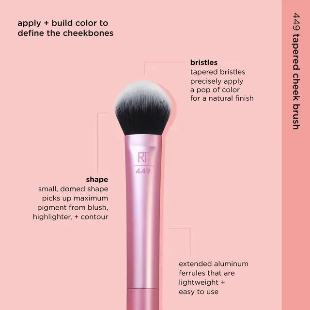 Alt view image 2 of 7 - Tapered Cheek Brush, RT 449 Fluffy Blending Brush for Powder Blush & Highlighter, UltraPlush Synthetic Bristles, Vegan & Cruelty-Free Makeup Brush, 1 Count