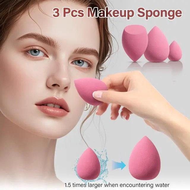 Alt view image 5 of 7 - Makeup Brushes Set, Professional 26 Pcs Makeup Kit, Include Powder Foundation Concealers Blush Eye shadows Eyebrow 21 Pcs Makeup Brushes and 2 Powder Puff, 3 Makeup Sponge(A01-Pink)