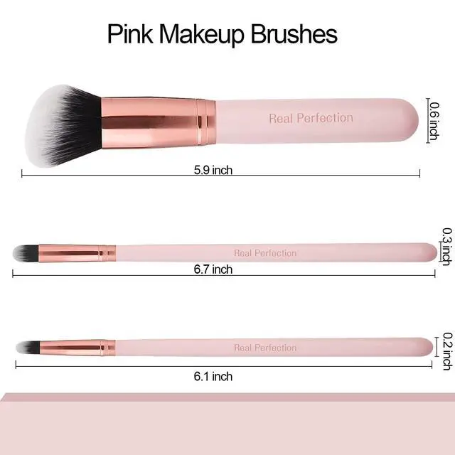 Alt view image 6 of 7 - Makeup Brush Set 16 Pcs with 1 Eyebrow Razor Premium Synthetic Foundation Powder Concealers Eyeshadow Blush Makeup Brushes Make up Brushes Kit (Pink)