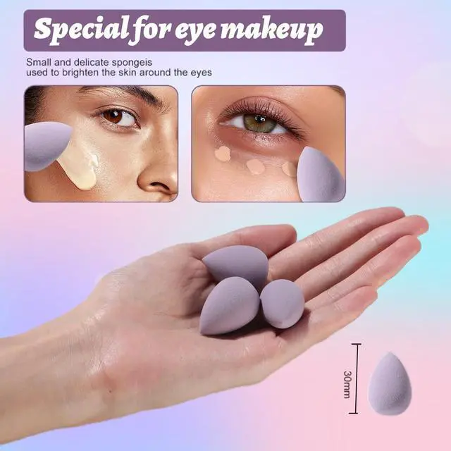Alt view image 3 of 7 - Makeup Sponge Set Triangle Puff 14PCS Non-Latex Beauty Blender Sponges with Travel Case, Soft Makeup Puff for Foundation, Concealer, Cream & Powder, Face & Eye Blending for Sensitive Skin