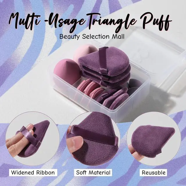 Alt view image 5 of 7 - Makeup Sponge Set Triangle Puff 14PCS Non-Latex Beauty Blender Sponges with Travel Case, Soft Makeup Puff for Foundation, Concealer, Cream & Powder, Face & Eye Blending for Sensitive Skin