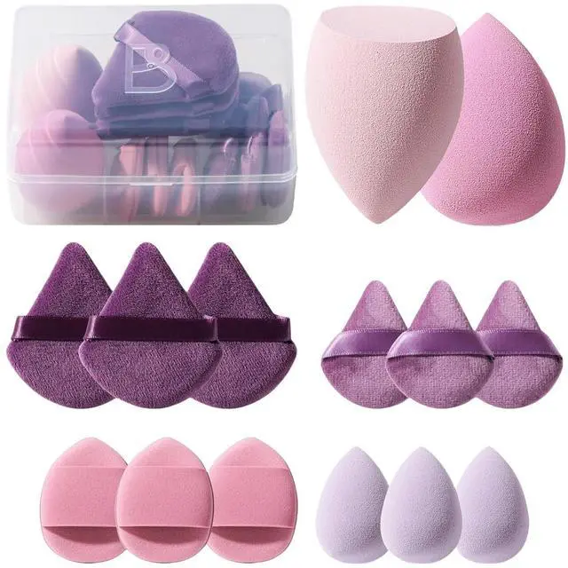 Main image of Makeup Sponge Set Triangle Puff 14PCS Non-Latex Beauty Blender Sponges with Travel Case, Soft Makeup Puff for Foundation, Concealer, Cream & Powder, Face & Eye Blending for Sensitive Skin