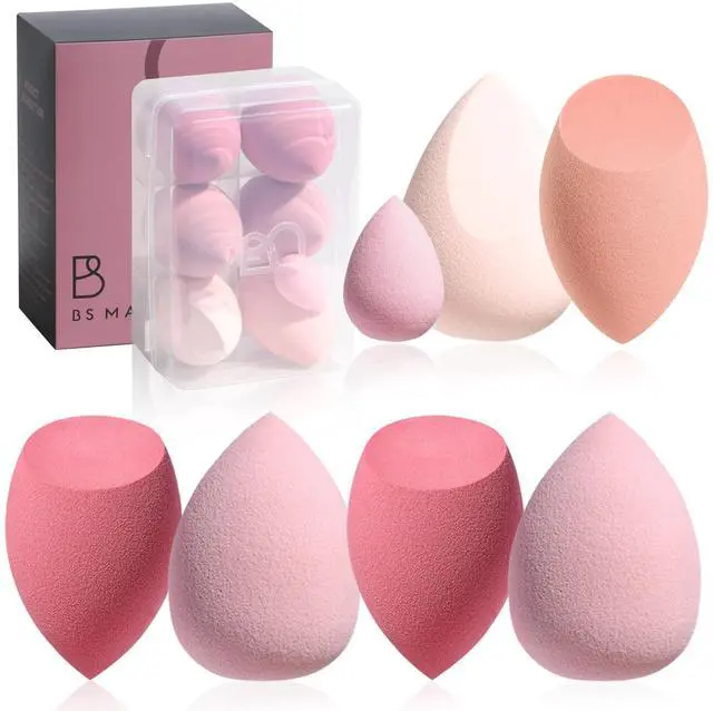 Main image of Makeup Sponge Set with Storage Case 7 Pcs for Liquid, Cream, and Powder,SAVE Foundation with 1 Mini Makeup Sponge For Travel Daily Use (A-Pink